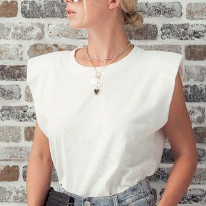 Strong Shoulder Muscle Tee -White